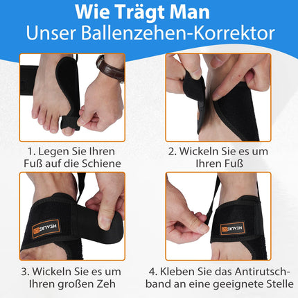 Healrecux 2x Hallux valgus korekcijas šina ar 2x pirkstu izpletējiem pirkstu taisnošanai dienā un naktī, Hallux valgus pārsējs vīriešiem un sievietēm, lielā pirksta aizsardzība