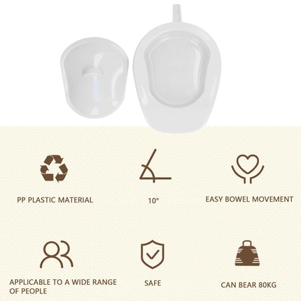 Izturīga, pārnēsājama plastmasas gultas panna, gultas pacientiem ar vāka rokturi grūtniecēm (balta)