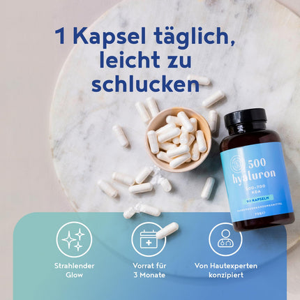 Hialuronskābe ar cinku | Augstas devas hialuronskābe | Vegāns - 90 kapsulas 3 mēnešiem | 500–700 kDa augsta biopieejamība ādai | Alfa pārtikas produkti