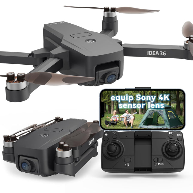 TTROARDS 36 drons ar 4K kameru, GPS bezsuku motoriem, droni ar kameru pieaugušajiem, 5G WiFi pārraide, RC droni, vieda atgriešanās, sekojiet man, lietotnes vadība, svars zem 249 g, C0, ievietojama SD karte