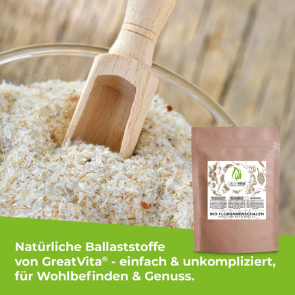 GreatVita organiskās psilija sēnalas, 99% tīras, 500 g Indijas psilija sēnalas, bagātas ar šķiedrvielām, pulveris