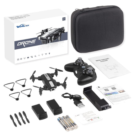 Wipkviey T25 drons ar 1080p kameru, salokāmi mini droni iesācējiem un pieaugušajiem, FPV RC kvadrokopters ar 2 baterijām, WiFi pārraide, bezgalvas režīms, gravitācijas kontrole