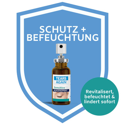 TEARS AGAIN Sensitive XL 20 ml acu aerosols sausām acīm - piemērots kontaktlēcām, palīdz pret dedzinošu un asarojošu acu sajūtu, bez konservantiem