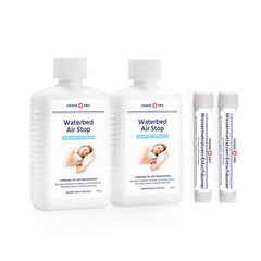 Hanse Pro Air Binder komplekts ūdensgultām, 2 x 250 ml Air Stop, 2 x 15 ml ūdensgultas putu slāpētājs | Aprūpe | Gaisa saistviela | Gaisa šķīdinātājs | Novērš gaisa troksni ūdensgultās | Burbuļu apturēšana