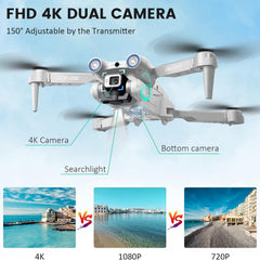 OKYUK i3 PRO drons ar 4k kameru, 50 minūšu lidojuma laiku, svaru zem 139 g, 200 m FPV pārraidi, bezkontaktu motoru. Sekojiet man/atgriešanās/fotografēšana/video, tālvadības kvadrokopters iesācējiem, pieaugušajiem (pelēks)
