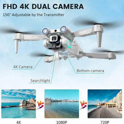 OKYUK i3 PRO drons ar 4k kameru, 50 minūšu lidojuma laiku, svaru zem 139 g, 200 m FPV pārraidi, bezkontaktu motoru. Sekojiet man/atgriešanās/fotografēšana/video, tālvadības kvadrokopters iesācējiem, pieaugušajiem (pelēks)