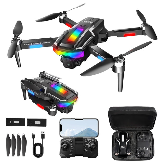 Gerbala Wi-Fi FPV bezkontaktu drons iesācējiem, salokāms drons ar 1080P HD kameru un 2 baterijām, gravitācijas sensoru, pacelšanos/nosēšanos ar vienu pogu, 3D apvēršanu, sekojiet man, žestu fotografēšanu, divām kamerām