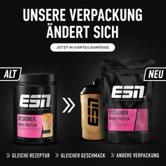 ESN Designer sūkalu proteīna pulveris, vaniļas, 1 kg, līdz 23 g proteīna vienā porcijā, ideāli piemērots muskuļu veidošanai un uzturēšanai - ražots Vācijā