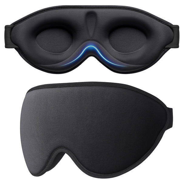 Gritin miega maska ​​sānu gulētājiem, 3D acu kontaktligzdu miega maska ​​ar regulējamu elastīgu siksnu, gaismu bloķējoša un elpojoša, ērta un ergonomiska acu maska ​​vīriešiem un sievietēm, 2 ausu aizbāžņu pāri