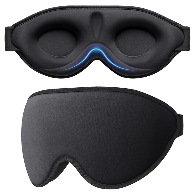 Gritin miega maska ​​sānu gulētājiem, 3D acu kontaktligzdu miega maska ​​ar regulējamu elastīgu siksnu, gaismu bloķējoša un elpojoša, ērta un ergonomiska acu maska ​​vīriešiem un sievietēm, 2 ausu aizbāžņu pāri