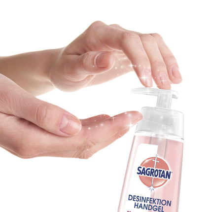 Sagrotan roku dezinfekcijas gels ar kumelītēm un lotosu – dezinfekcijas līdzeklis rokām dozatorā – 1 x 200 ml gela
