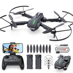 DEERC drons ar 1080P kameru bērniem, RC kvadrokopters D75, salokāms ar Wifi pārraidi, ilgs lidojuma laiks, bezsuku motors, augstuma noturēšana, vienas atslēgas iedarbināšanas drona spēles dāvana iesācējiem zēniem, C0