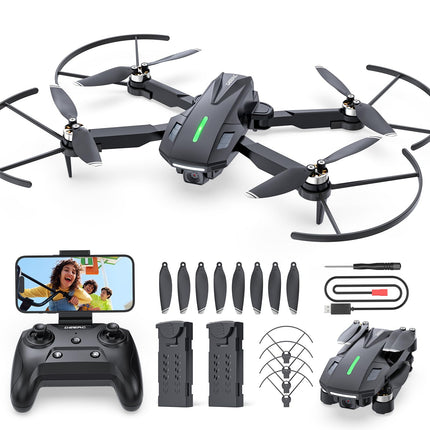 DEERC drons ar 1080P kameru bērniem, RC kvadrokopters D75, salokāms ar Wifi pārraidi, ilgs lidojuma laiks, bezsuku motors, augstuma noturēšana, vienas atslēgas iedarbināšanas drona spēles dāvana iesācējiem zēniem, C0