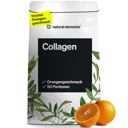 Kolagēna pulveris 500 g – kolagēna hidrolizāta peptīdi – 1. un 3. tipa kolagēns – svaiga apelsīnu garša, lieliska šķīdība, dabīgs, laboratorijā pārbaudīts un ražots Vācijā