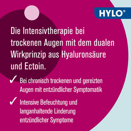 HYLO DUAL INTENSE acu pilieni sausām acīm, intensīvi, ar hialuronskābi un ektoīnu, 10 ml, šķīdums