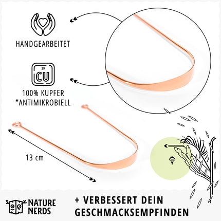Nature Nerds - Vara mēles tīrītājs (3 gab.) - Jihwa Prakshalana - Ajūrvēdas detoksikācijas rituāls ar mēles skrāpi - mutes dobuma higiēna bez plastmasas