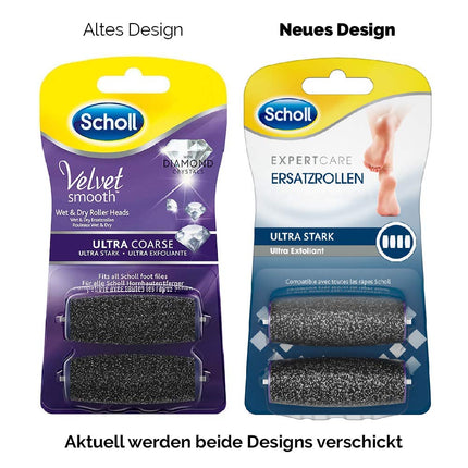 Scholl Expert Care mitro un sauso zobu birstīšu īpaši izturīgie rullīši – Scholl elektrisko tulznu noņēmēju uzpilde – Ar dimanta daļiņām – 2 ruļļi, pelēki, 2 gabali (1 iepakojums)