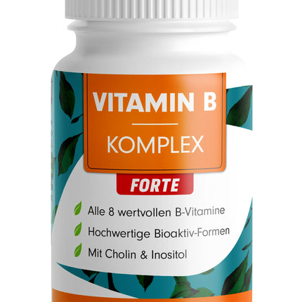 Augstas devas B vitamīnu komplekss - 180 tabletes - visi 8 B vitamīni (B1, B2, B3, B5, B6, B7, B9, B12) + kofaktori holīns un mioinozitols - laboratoriski pārbaudīts ar sertifikātu - vegāns - 6 mēnešu krājums