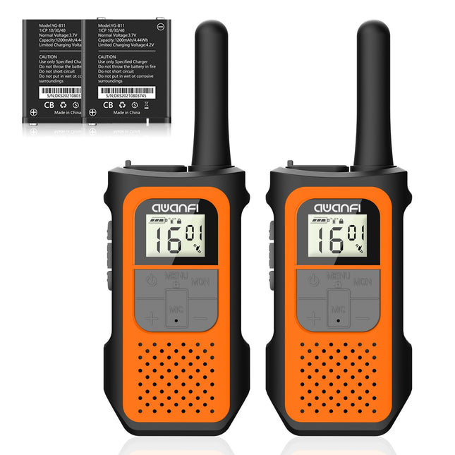 AWANFI uzlādējama rācija ar 1200mAh litija jonu akumulatoru, rācija pieaugušajiem un bērniem, 16 kanālu radio komplekts, rācija ar VOX Tpye-C uzlādes kabeli, rācija dāvanu, pārgājienu un kempinga vajadzībām