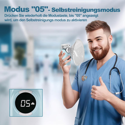 Swetfela inhalators pieaugušajiem un bērniem ar LED ekrānu, pašattīrīšanās režīmu, 3 laika ziņā regulējamiem izsmidzināšanas režīmiem, ar 2 maskām un iemutni, pārnēsājams USB uzlādējams inhalators