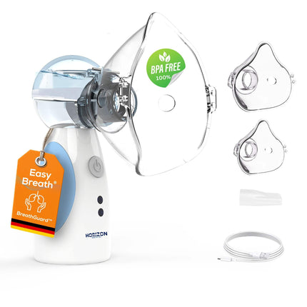 Easy Breath® Plus – bez BPA un laboratorijā pārbaudīts. Kluss inhalators bērniem un pieaugušajiem. Pārnēsājams, uzlādējams inhalators ar smidzinātāju un Smart Fill® funkciju – optimālai ārstēšanai