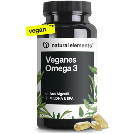 Vegānisks Omega 3 no aļģu eļļas - 90 kapsulas - Augsta deva ar augstas kvalitātes EPA un DHA (triglicerīdu formā) - Omega-3 vegāniem, laboratoriski pārbaudīts, ilgtspējīgs un dabiski ar zemu piesārņotāju saturu