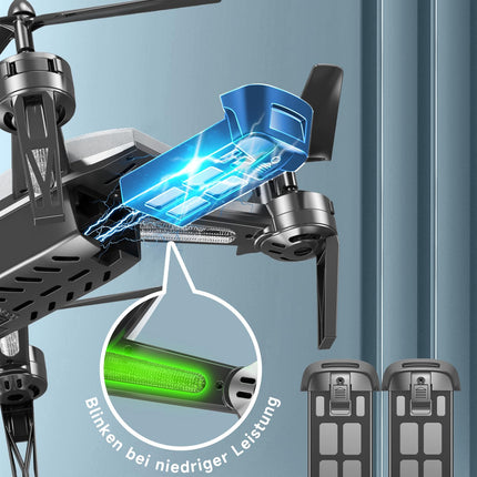 Wipkviey T6 drons ar 1080p kameru, RC kvadrokopters iesācējiem, WiFi FPV drons ar 2 baterijām, gravitācijas sensors, apgriešanas režīms, pacelšanās/nosēšanās ar vienu pogu, atgriešanās ar vienu pogu, bezgalvas režīms