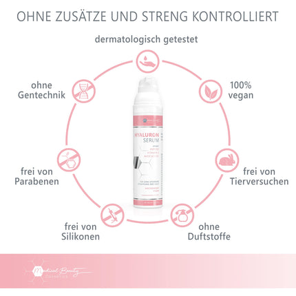 Augstas devas hialuronskābes serums 100 ml - ar pretnovecošanās pastiprinātāju avokado eļļu, peptīdiem un E vitamīnu - vegāns pretgrumbu sejas krēms acīm, kaklam un dekoltē zonai ar savstarpēji saistītu hialuronskābi