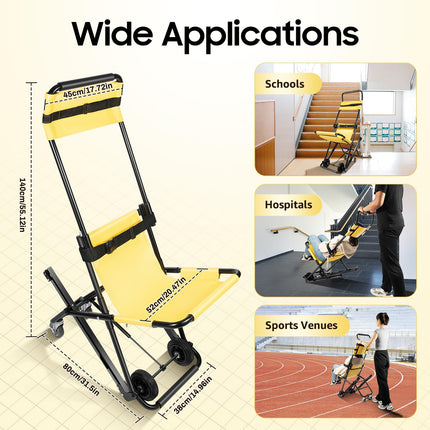 Manuāli paceļams kāpņu krēsls, krēsla pārnēsāšanas krēsls, instrumenti, celtspēja 159 kg, regulējams kāpšanas krēsls, salokāms transports, pārnēsājams medicīniskais transportēšanas krēsls ar regulējamiem galvas balstiem