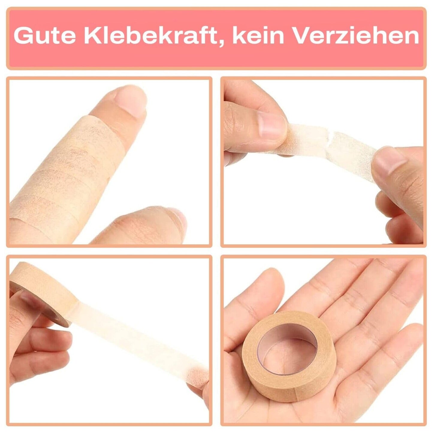 3M mikroporu lentes neausta plāksteris ādas krāsai ar uzklāšanas uzgaļiem no P-Beauty - medicīniskā līmlente skropstu pieaudzēšanai, ādas plāksteris hipoalerģisks, elpojošs, ūdensnecaurlaidīgs (1,25 cm x 9,14 m, 1 rullis)