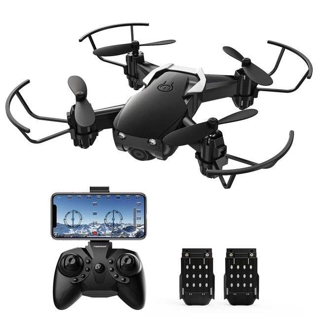 Mini drons ar 720P kameru bērniem, TEEROK RC FPV kvadrokopters ar WiFi tiešraides pārraidi, 2 akumulatori, ilgs lidojuma laiks, augstuma noturēšana, pacelšanās/nosēšanās ar vienu taustiņu, bezgalvas režīms, 3D pagriezieni iesācējiem