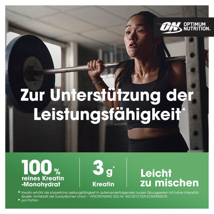 Optimum Nutrition mikronizēts kreatīna pulveris, 100% tīrs kreatīna monohidrāta pulveris, bez garšas, 93 porcijas, 317 g