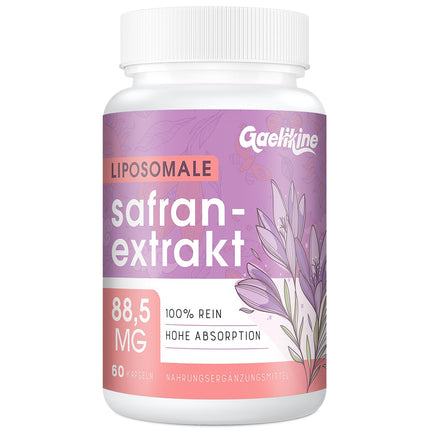 Liposomu safrāns 88,5 mg - safrāna ekstrakta kapsulas, 100% tīrs, augstas devas safrāns - augstākās kvalitātes safrāns vīriešiem un sievietēm, 60 kapsulas, 2 mēnešu krājums