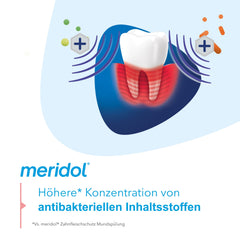 meridol mutes skalošanas līdzeklis Parodont Expert 400ml - antibakteriāla iedarbība, palīdz stiprināt smaganu izturību pret smaganu asiņošanas, periodontīta un smaganu recesijas cēloņiem