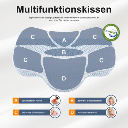 FAMOOKLAN ortopēdiskais spilvens Ergonomisks profesionāls kakla spilvens Sānu gulētājam Memory Foam spilvens Atvieglojums no galvas/kakla un plecu sāpēm