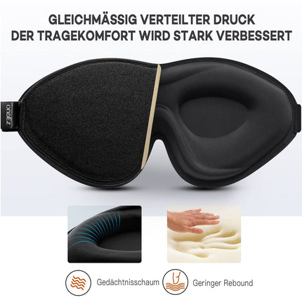 onaEz 3D miega maska ​​vīriešiem un sievietēm, 2024. gada pilnīga gaismu bloķējoša acu maska, 12 mm padziļinātas acu dobumi un pacelti deguna spilventiņi, ledus zīda miega maska ​​ceļojumiem, diendusai, melna