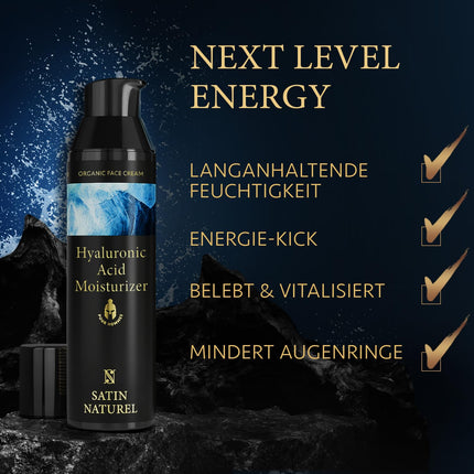 Satin Naturel mitrinošs sejas krēms vīriešiem ar ORGANISKU alveju + hialuronskābi + argāna eļļu - vīriešu sejas krēms optimālai kopšanai un svaigumam - vīriešu sejas kopšana 75ml - vegānu ādas kopšana