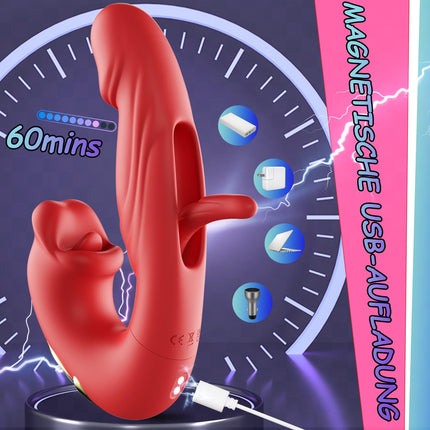 Dildo vibrators seksa rotaļlieta sievietēm, G-punkta vibratori ar klitora stimulāciju sievietēm ar 5 mēles laizīšanu, 7 vibrācijas režīmiem, 7 trieciena režīmiem, vibratoru komplekti sievietēm, klitora stimulators viņai