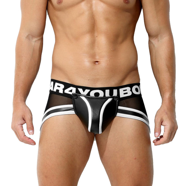 Bodywear4you vīriešu ādas fetiša biksītes ar lateksa imitācijas sieta apdari un rāvējslēdzēju, vīriešu vīrišķīgas bikses (DE/NL/SE/PL, burtciparu, S, parastais, parastais, baltas)