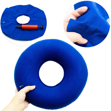Donut hemoroīdu sēdekļa spilvens, piepūšams ortopēdiskais gredzena spilvens, dekubitus spilvens, apaļš, mīksts sēdekļa gredzens ar sūkni izgulējumu, hemoroīdu, astes kaula sāpju ārstēšanai, ratiņkrēsli, grūtnieces, pelēks, 35 cm