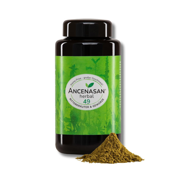 ANCENASAN augu izcelsmes augstākās kvalitātes rūgto garšaugu pulveris 120 g - Tradicionāls 49 atlasītu garšaugu un garšvielu maisījums - Bagāts ar dabīgām rūgtvielām - Vegāns, bez glutēna, ražots Vācijā