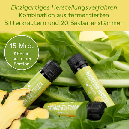 BitterLiebe® Bitter Probio-Cultures Complex - šķidras zarnu baktērijas - zarnās šķīstošs produkts ar 20 baktēriju celmiem un 15 miljardiem baktēriju - 15 x 15 ml dzeršanas ampulas