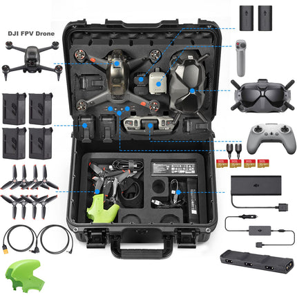 LEKUFEE ūdensnecaurlaidīgs korpuss DJI FPV Explorer Combo/DJI Goggles Integra/DJI Goggles 2/Goggles V2/DJI FPV Motion Controller/DJI RC Motion 2 un piederumiem (TIKAI pārnēsāšanas soma) (nav paredzēta DJI AVATA)