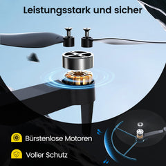 DEERC drons ar 1080P kameru bērniem, RC kvadrokopters D75, salokāms ar Wifi pārraidi, ilgs lidojuma laiks, bezsuku motors, augstuma noturēšana, vienas atslēgas iedarbināšanas drona spēles dāvana iesācējiem zēniem, C0