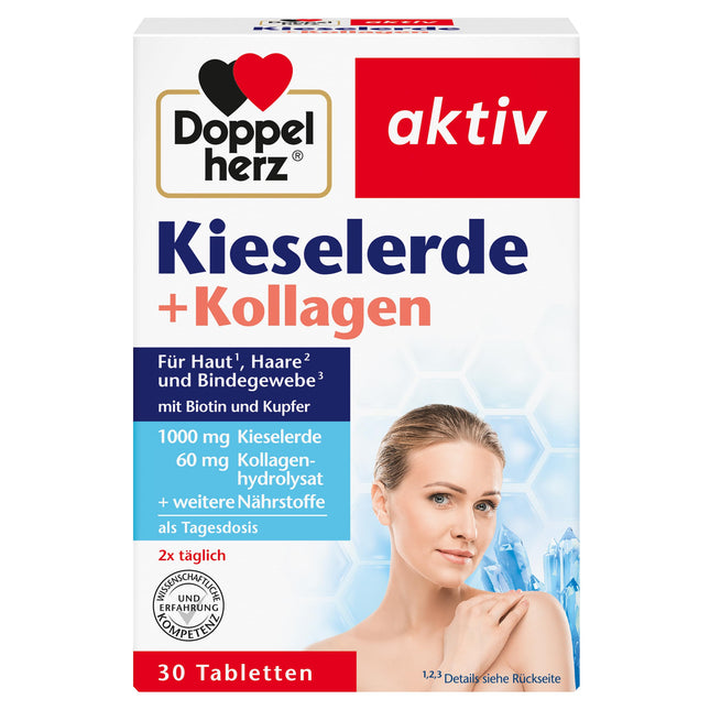 Doppelherz Silica + Collagen - Biotīns veicina normālas ādas un matu veselības uzturēšanu - 30 tabletes