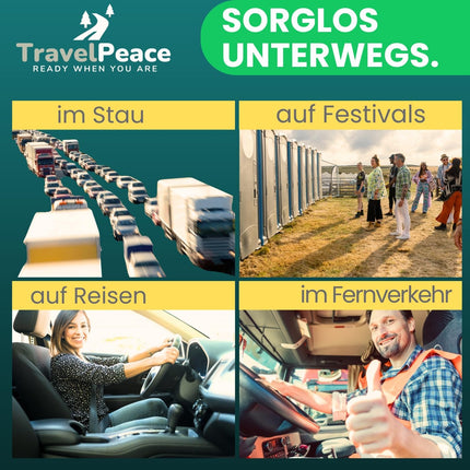 TRAVELPEACE® - pisuāra pudele - 3 vienā komplekts - ar komforta higiēnas birsti - ieskaitot Privātuma soma - pisuārs sievietēm un vīriešiem