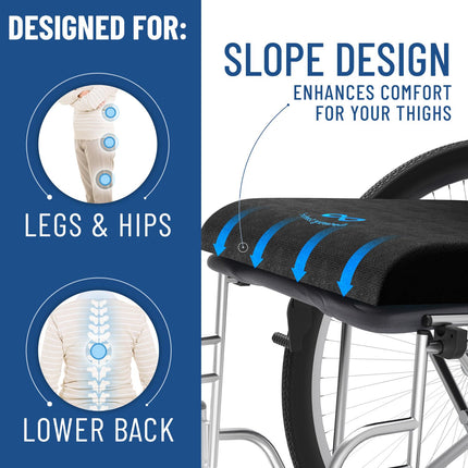Everlasting Comfort ratiņkrēsla spilvens – ergonomisks sēdekļa spilvens ar atmiņas putām – gēla sēdekļa spilvens sāpju mazināšanai (melns)