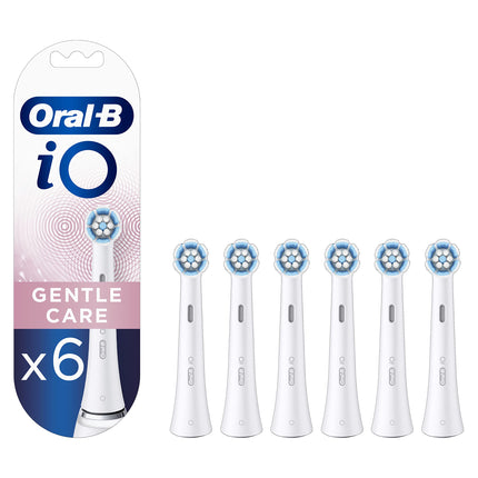 Oral-B iO maigi tīrošas birstes uzgaļi elektriskajai zobu birstei, 6 uzgaļu iepakojums, maiga zobu tīrīšana, zobu birstes uzgalis Oral-B iO zobu birstēm, iepakojums, kas piemērots ievietošanai pastkastītē