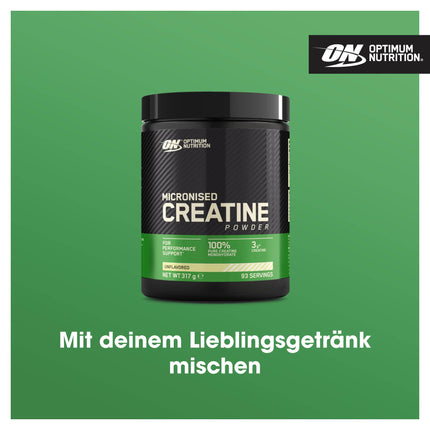 Optimum Nutrition mikronizēts kreatīna pulveris, 100% tīrs kreatīna monohidrāta pulveris, bez garšas, 93 porcijas, 317 g