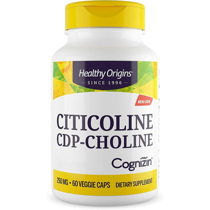 Healthy Origins, citikolīna CDP-holīns ar kognizīnu, 60 vegānas kapsulas, 250 mg citikolīna vienā devā, bez glutēna, bez sojas, bez ĢMO, bez garšas